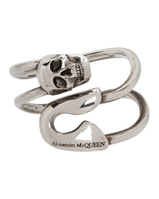 Anchor Skull Alexander McQueen Men's Ring 17 & 19 Graphite Silver/BNWT/Size 