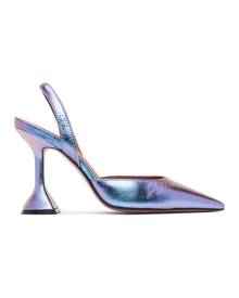 Amina Muaddi Purple Iridescent Holli Sling Heels