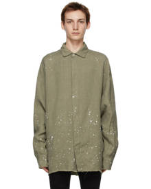 Palm Angels Khaki Paint Splatter Overshirt