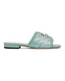 Gucci Green Sequin GG Slides