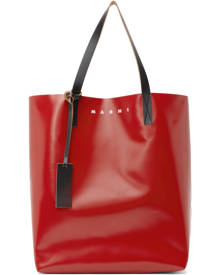 Marni Red and Grey Coated Canvas Shopping Tote