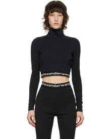 alexanderwang.t Black Logo Crop Turtleneck