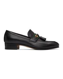 Gucci Black Web Interlocking G Loafers