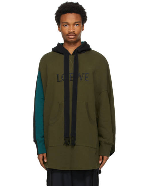 LOEWE - Logo-Embroidered Panelled Striped Loopback Cotton-Jersey Hoodie -  Multi Loewe