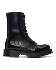 VETEMENTS Black Flame Lace-Up Military Boots