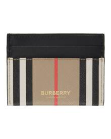 Burberry Beige E-Canvas Icon Stripe Sidney Trifold Card Holder Burberry