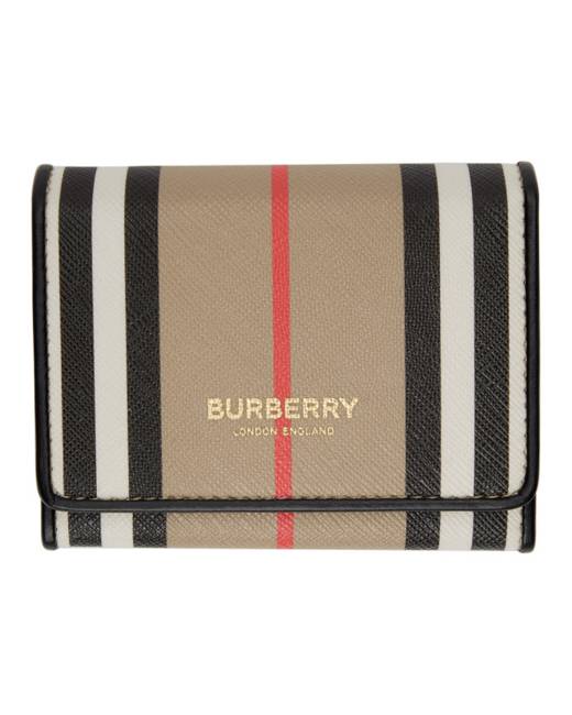 Burberry Sandon Check Leather Card Case Dark Birch Brown