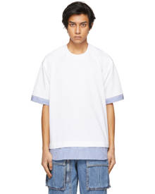 Juun.J White and Blue Striped Layered T-Shirt