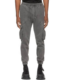 Juun.J Grey Garment-Dyed Jogger Cargo Pants