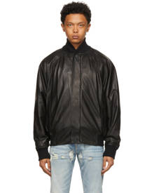 Fear of God Black Leather Bomber Jacket