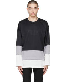 mastermind WORLD Black and White Layered Long Sleeve T-Shirt