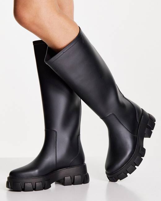 asos design gadget chunky chelsea rain boots in lilac