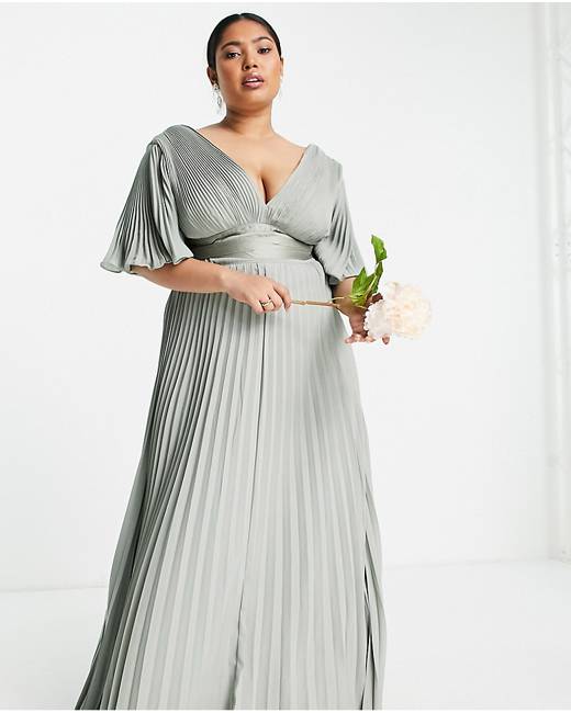 ASOS Bridesmaid Fallen Shoulder Drape Maxi Dress With Layered Wrap