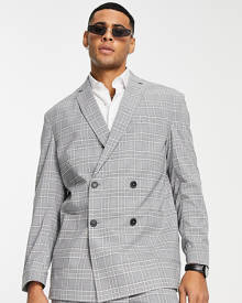 New Look suit jacket in dark gray plaid