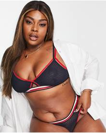 Tommy Hilfiger Curve nylon blend sheer star mesh triangle bralette in navy Tommy Hilfiger Curve nylon blend sheer star mesh triangle bralette in navy