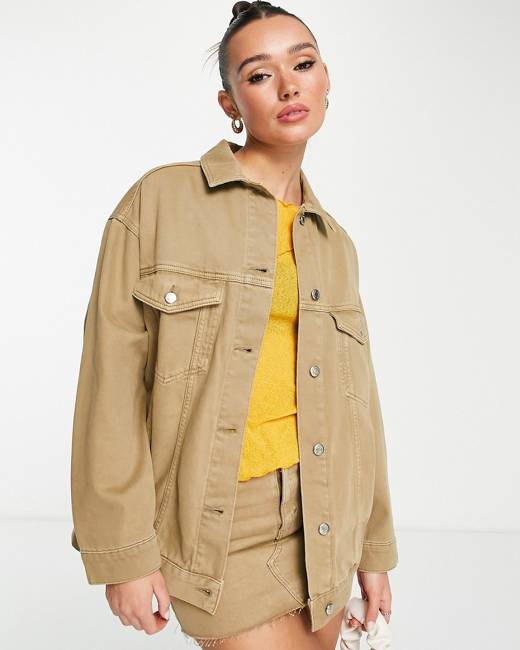 Oversized yellow clearance denim jacket