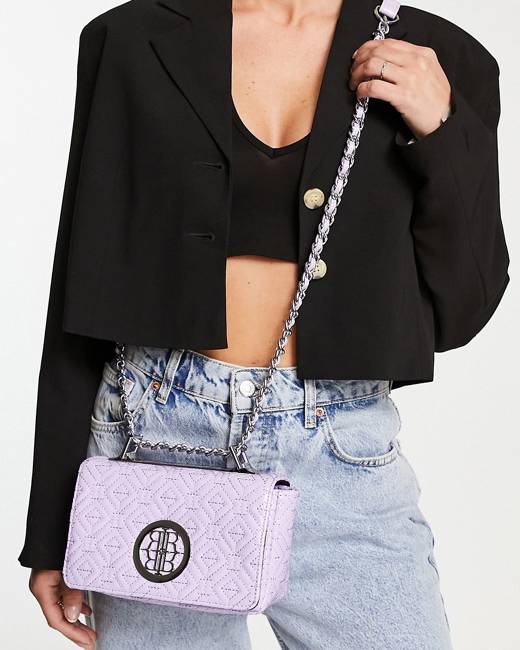 River Island quilted cross body bag with chain strap in black