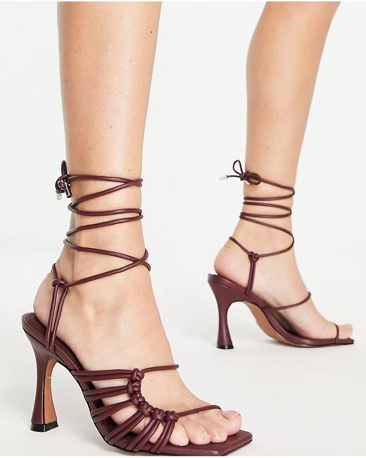 Burgundy lace hot sale up heels