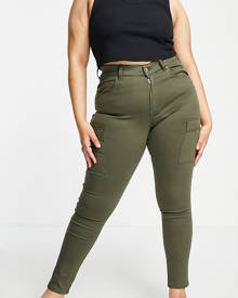 Dr Denim Plus Lexy cargo skinny jeans in khaki-Green
