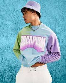 ASOS DESIGN oversized sweatshirt in tie dye with text print-Multi