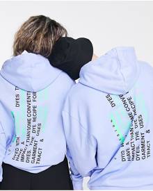 COLLUSION Unisex hoodie with text print in blue - LBLUE