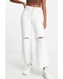 Lost Ink knee rip straight leg jeans in white