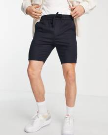 Only & Sons shorts in linen mix with elasticated waist in navy