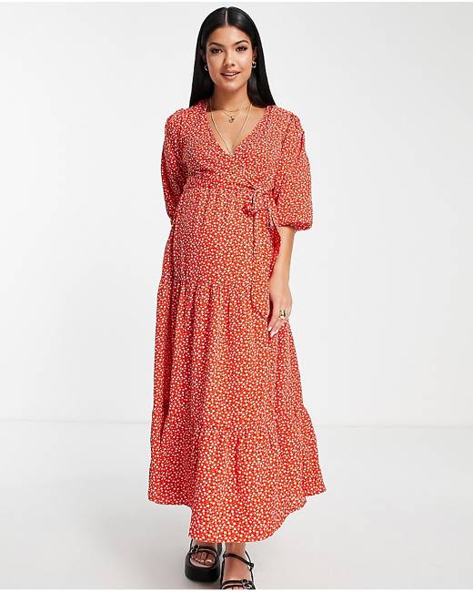 Hope & Ivy Maternity Flora wrap maxi dress in mixed floral