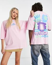 ASOS DESIGN ASOS Daysocial unisex oversized t-shirt with wavy back graphic print in pink