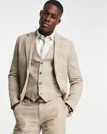 Gianni Feraud slim fit suit jacket in beige check-Neutral