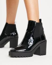 ALDO Cheta chunky heeled ankle boots in black vinyl