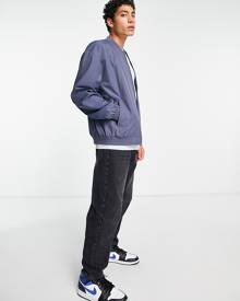 ASOS DESIGN oversized bomber jacket in blue gray