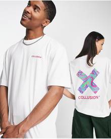 COLLUSION Unisex oversized t-shirt with logo graphic in white