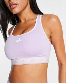 adidas Training Techfit color block mid-support sports bra in black and  white