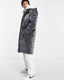 Hollister hooded parka jacket in gray
