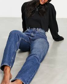 ASOS DESIGN slouchy mom jeans in mid blue