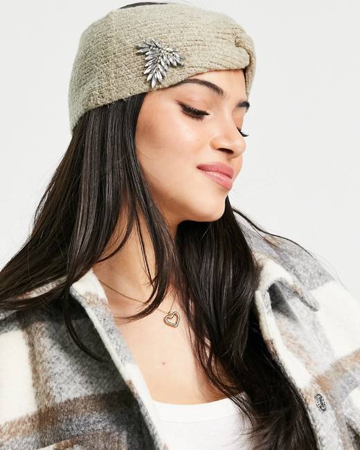 ASOS DESIGN knot front headband in oatmeal
