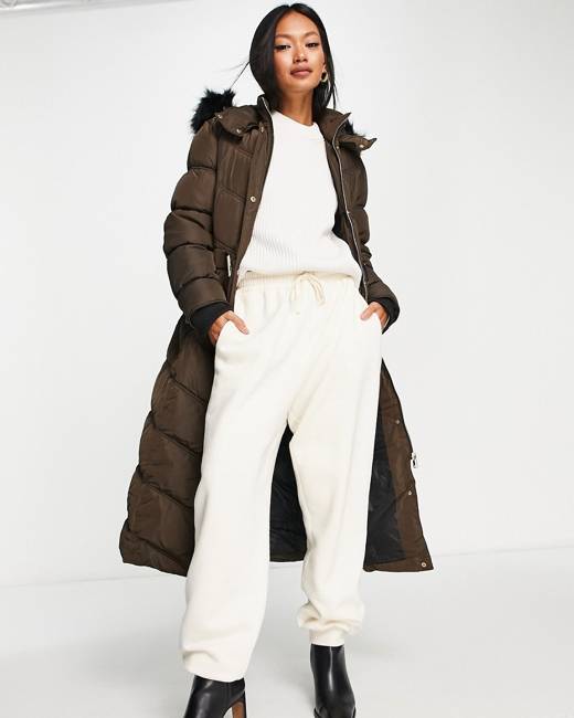 JJXX high neck longline padded coat in gray