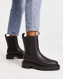 Monki zip front ankle boot in black