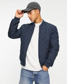 River Island Big & Tall quilted bomber jacket in gray