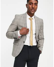 Twisted Tailor melcher skinny fit suit jacket in tonal brown plaid