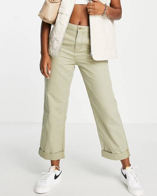 ASOS DESIGN Hourglass oversized cargo pants with multi pocket and tie waist  in khaki