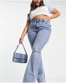 River Island Plus Amelie flare jean with rip in blue