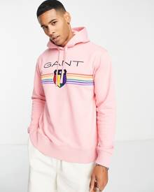 GANT Pride capsule stripe crest logo hoodie in pink