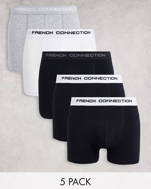 French Connection Mens Five Pack Boxers Black