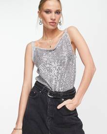 Free People Shimmer & Shine sequin bodysuit in blue