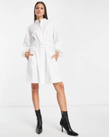 Guess shirt mini dress with waist buckle in white