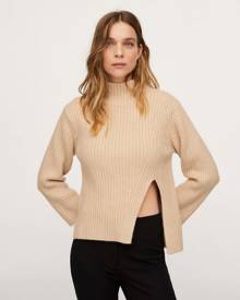 Mango pointelle high neck sweater in lilac