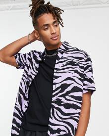 River Island short sleeve zebra print shirt in purple