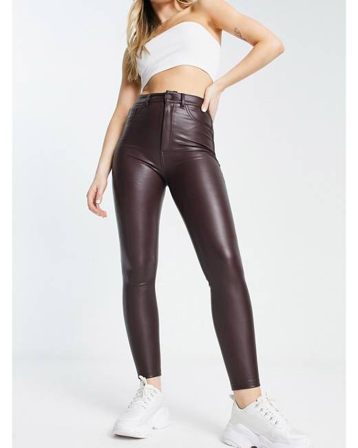 Pull & Bear High Waisted Second Skin Leggings In Taupe - Part Of A